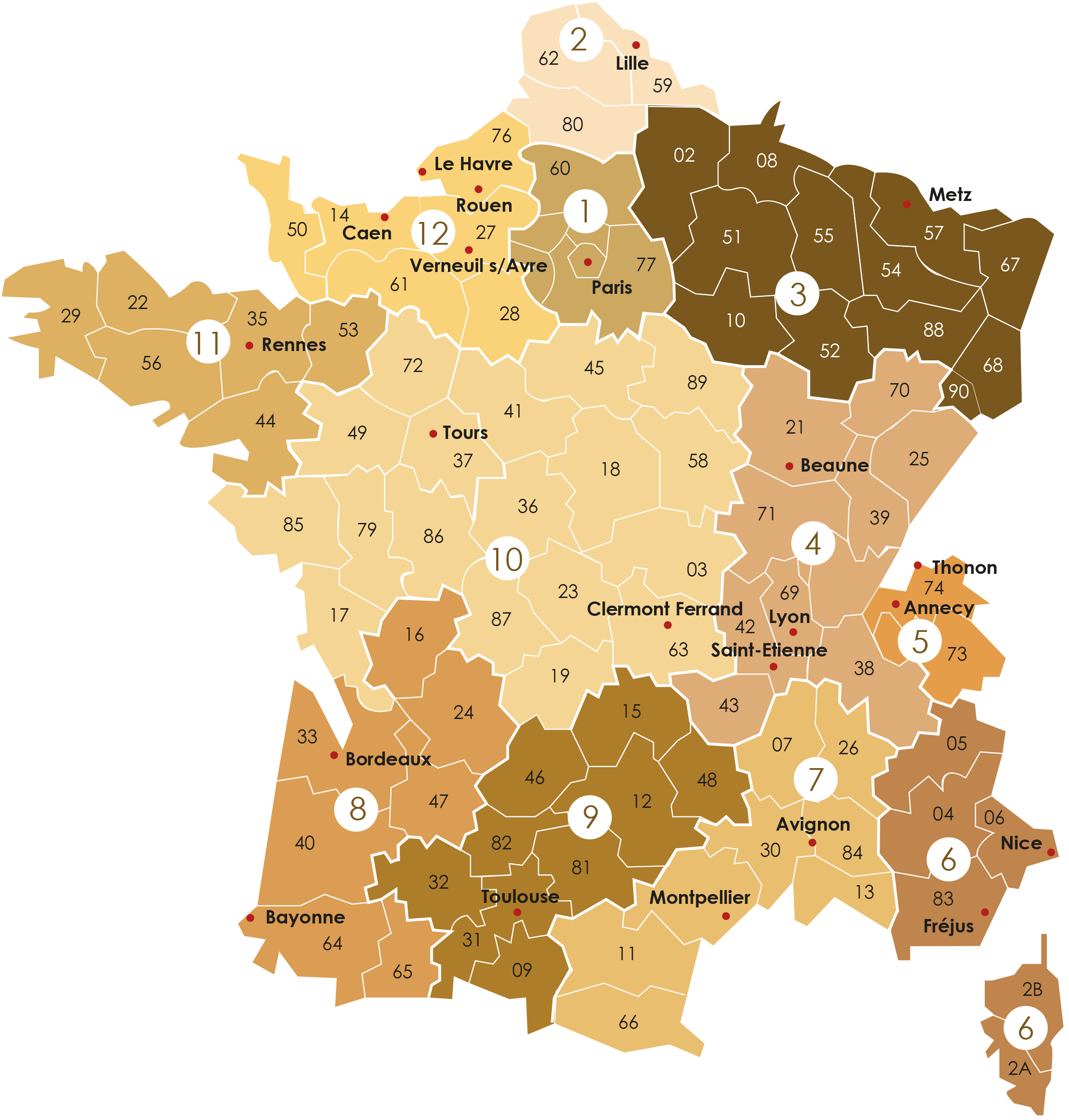 Carte de France des agences - Cafés Richard